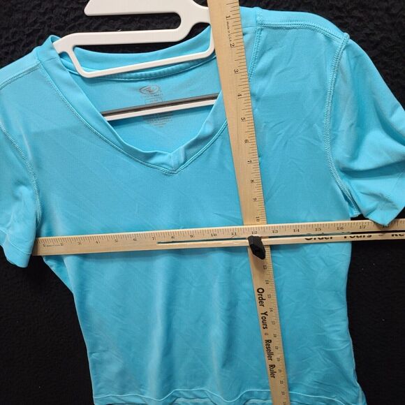 Athletic Works Womens T-Shirt Blue Size Medium Polyester Blend Stretch Pullover - Picture 3 of 12